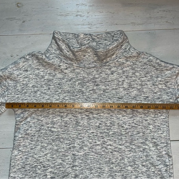 Purejill Mock Turtleneck Top Marled Gray 3/4 Cuffed Sleeves Side Pockets Size S - Picture 5 of 10
